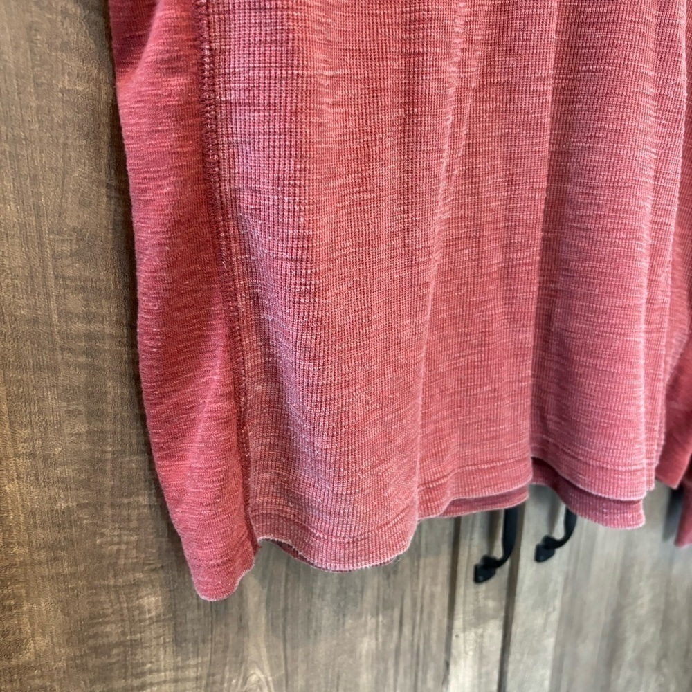 Lucky Brand XL Venice Burnout Henley Waffle Knit Thermal Rust Red - Picture 8 of 11